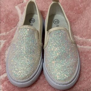 Cat & Jack Glittery Slip-On Sneakers - Gold and White